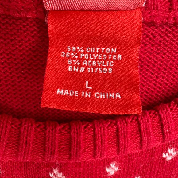 Disney Mickey Mouse Christmas Sweater L Holiday Fair Isle Print Snowflake Red - Picture 9 of 9